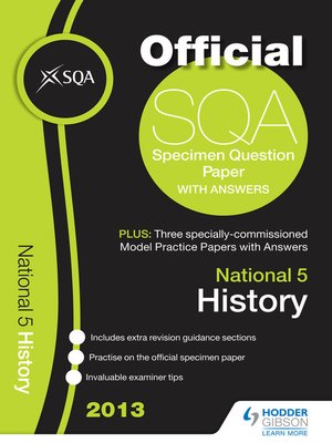 cover image of SQA Specimen Paper 2013 National 5 History & Hodder Gibson Model Papers